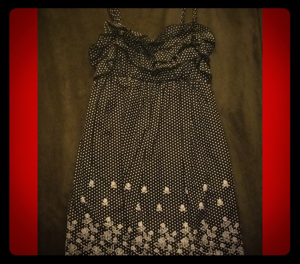 Black polka dot dress